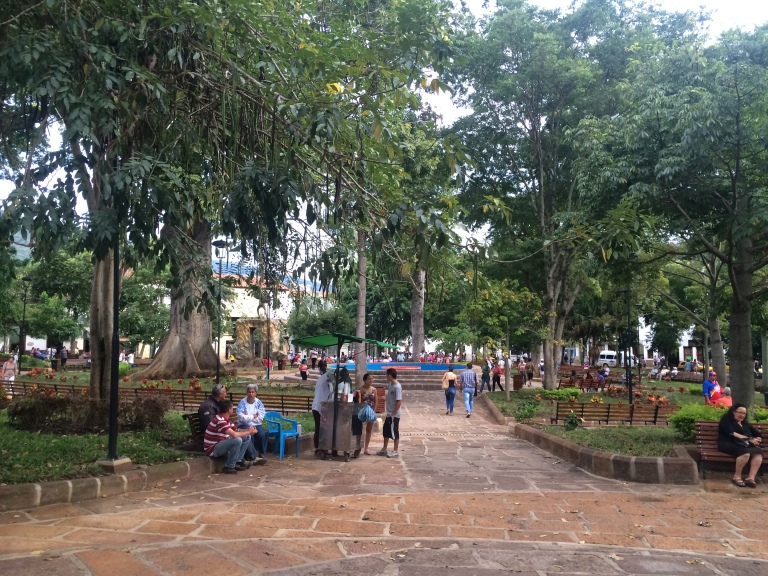Plaza in San Gil. I love the plazas in Colombia. All the locals hang out at them and they're always full of life.